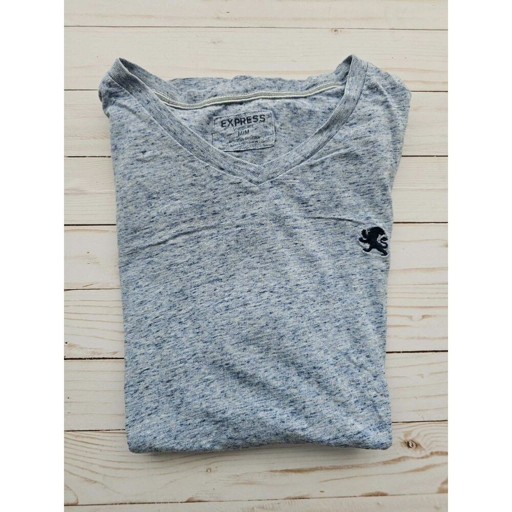 Express Men’s Medium M Blue Heather V Neck Short Sleeve T Shirt Tee